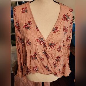 PROMESA Floral Plunge Deep V Long Sleeve WrapTop SIZE SMALL